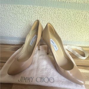 Jimmy Choo tan leather pumps. Size 37-1/2.
